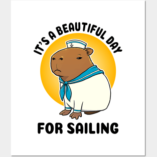 It's a beautiful day for sailing Capybara Sailor Posters and Art